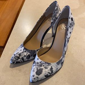 Vince Camuto Black White Floral Pumps Heels 8M New